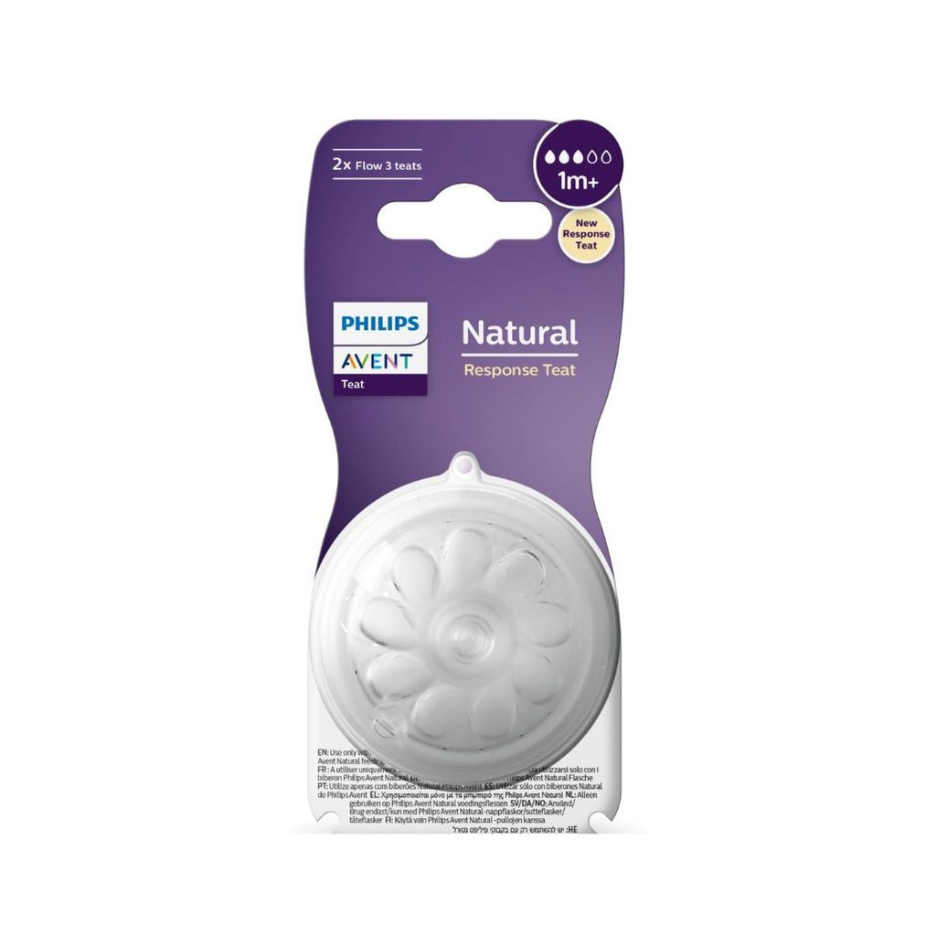 Bico para Mamadeira Philips Avent Pétala +1meses Fluxo Médio Silicone Tamanho 3 2 Unidades