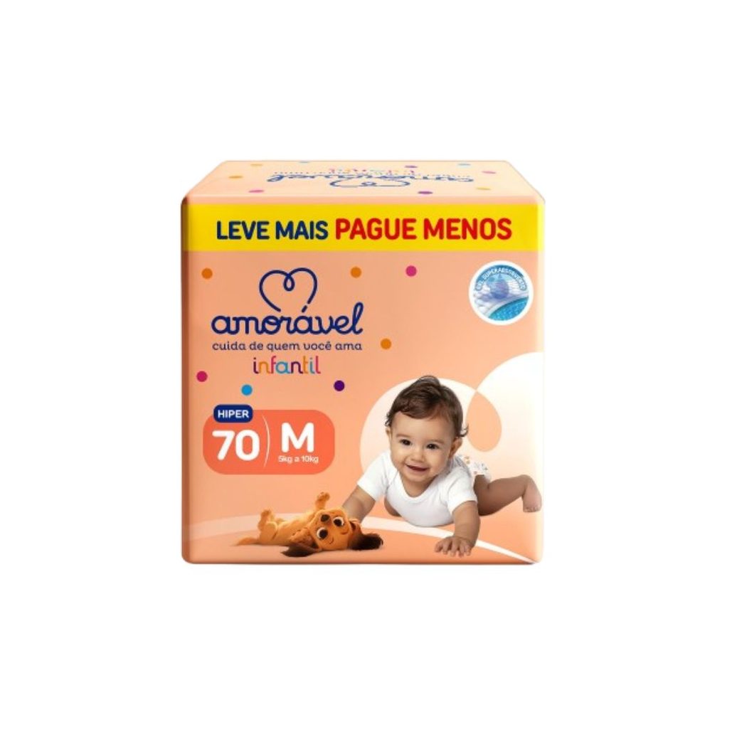 Fralda Amoravel Basic M 70 Unidades