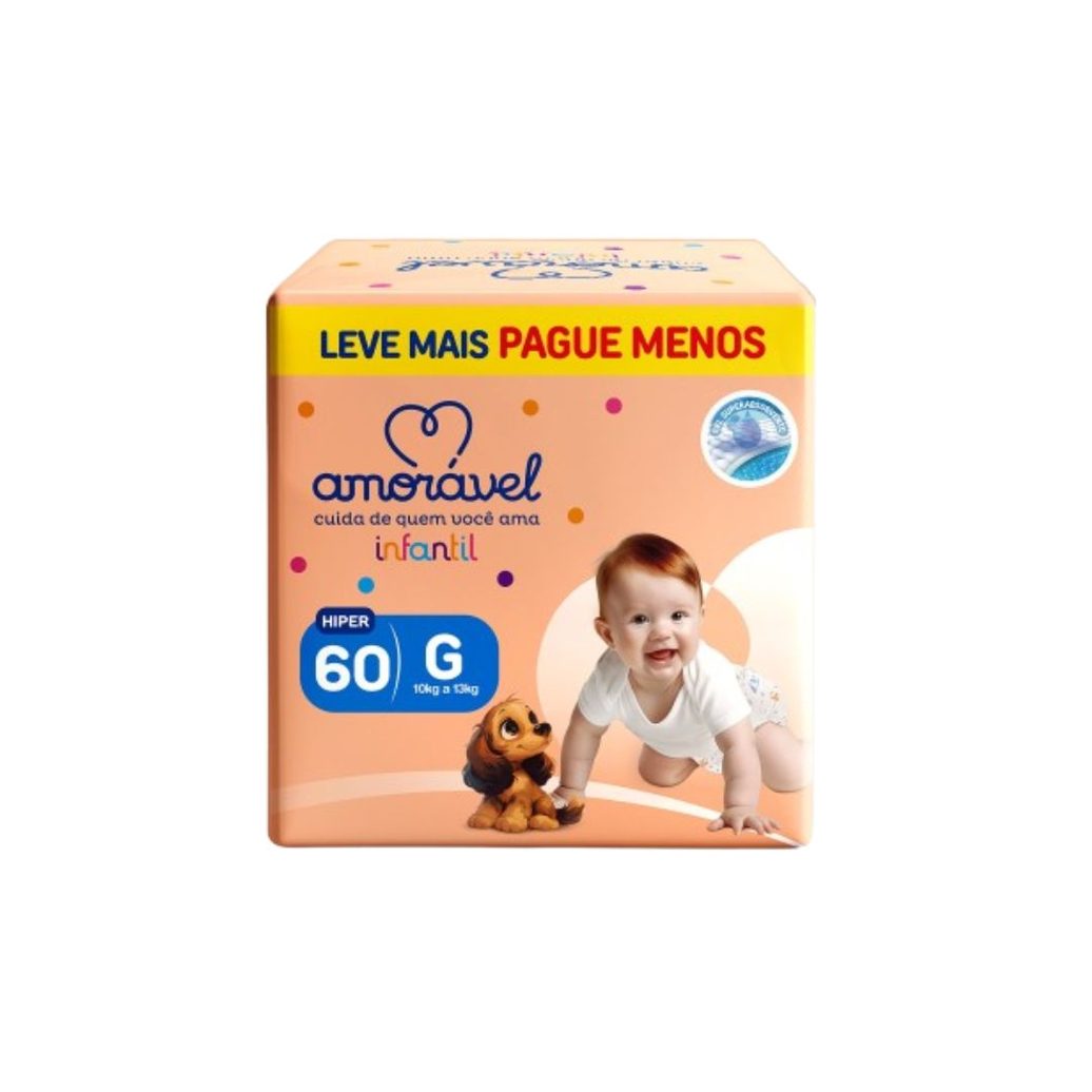 Fralda Amoravel Basic G 60 Unidades