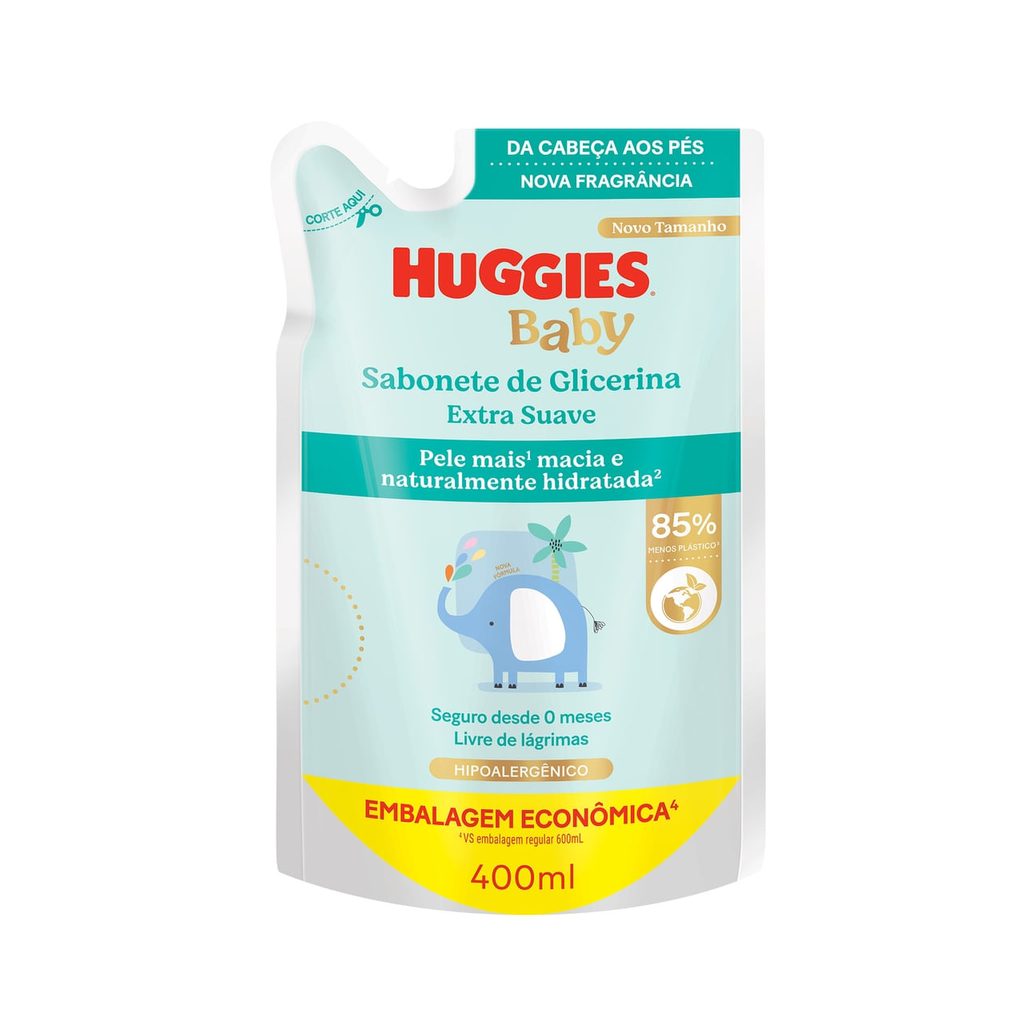 Sabonete Líquido Infantil Huggies Baby Glicerina Extra Suave Refil 400ml