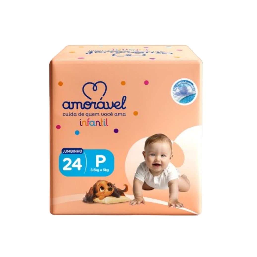 Fralda Amoravel Basic Jumbinho P 24 Unidades