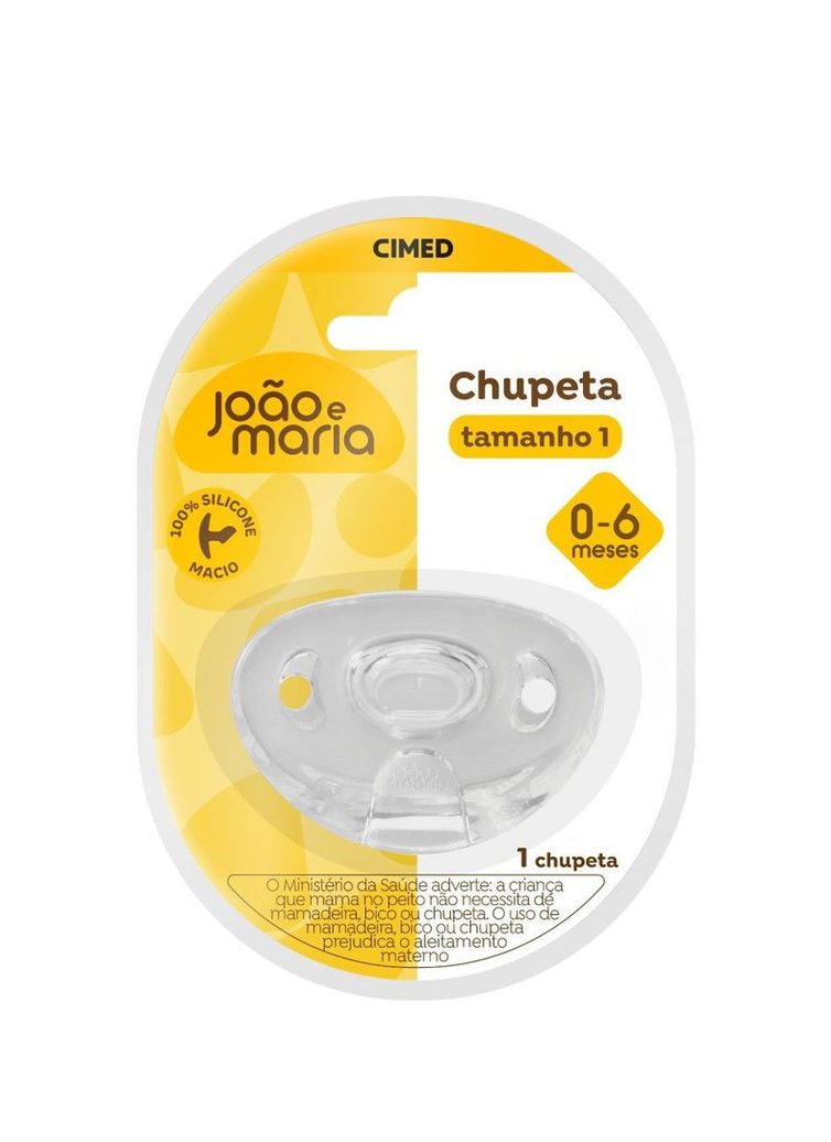 Chupeta João e Maria Ortodôntica de 0 a 6 meses Silicone Branco Tamanho 1 1 Unidade