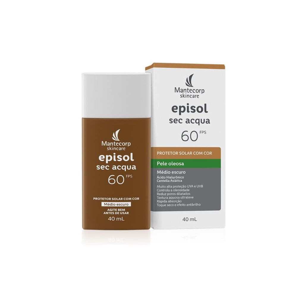 Protetor Solar Facial Episol Sec Acqua FPS60 Médio Escuro 40ml