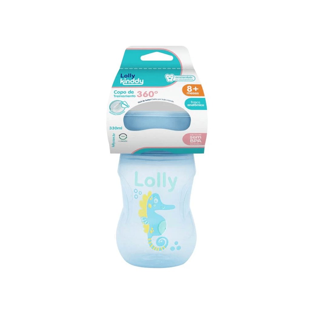 Copo de Transição Lolly Oceano 360 +8 meses Antivazamento Azul 330ml 1 Unidade