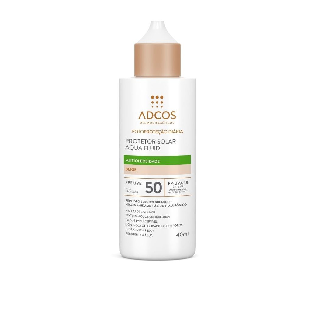 Protetor Solar Facial Adcos Aqua Fluid Bege Fps50 40ml