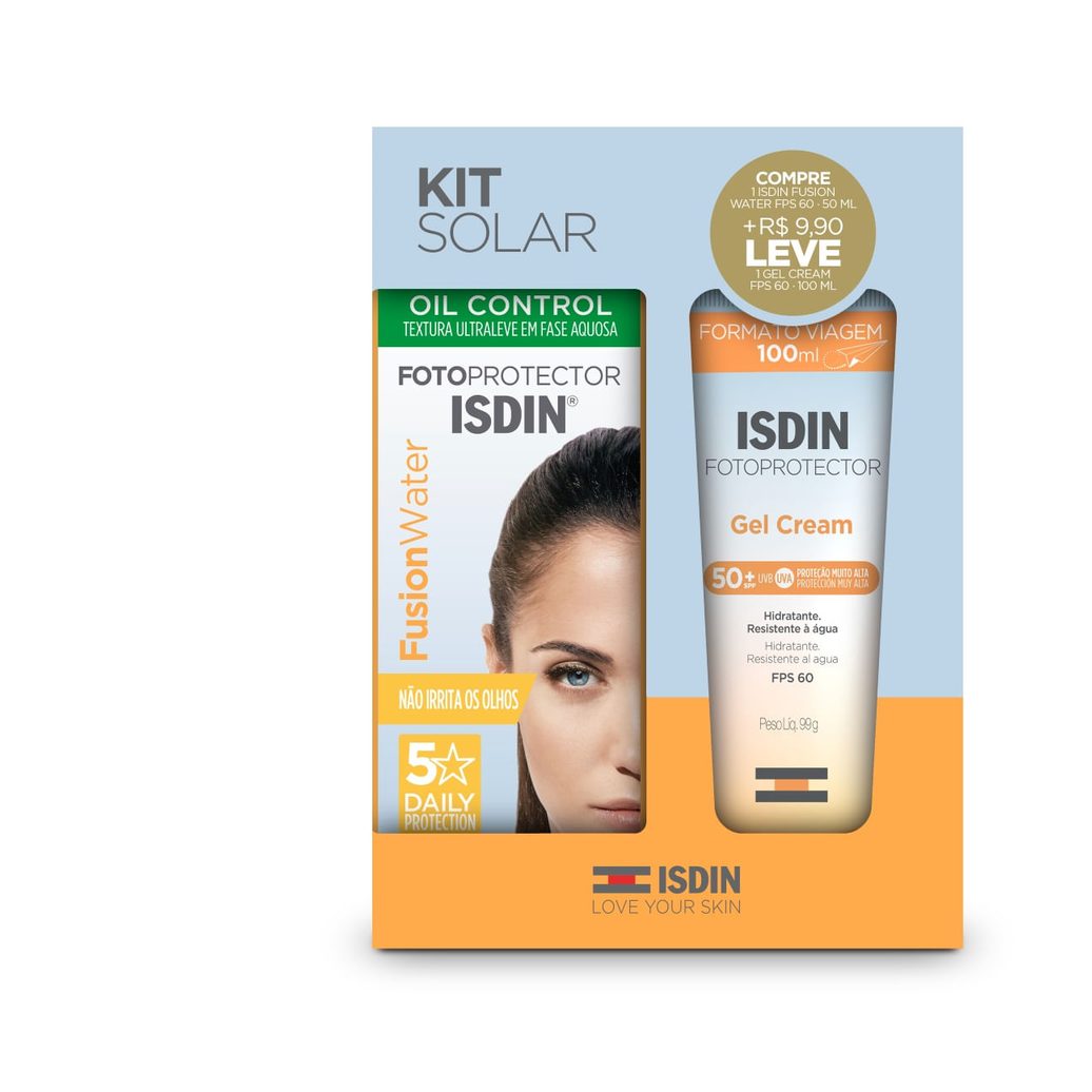 Kit Solar Isdin Duo Fps60 Fusion Water 50ml + Gel Cream Corporal 100ml