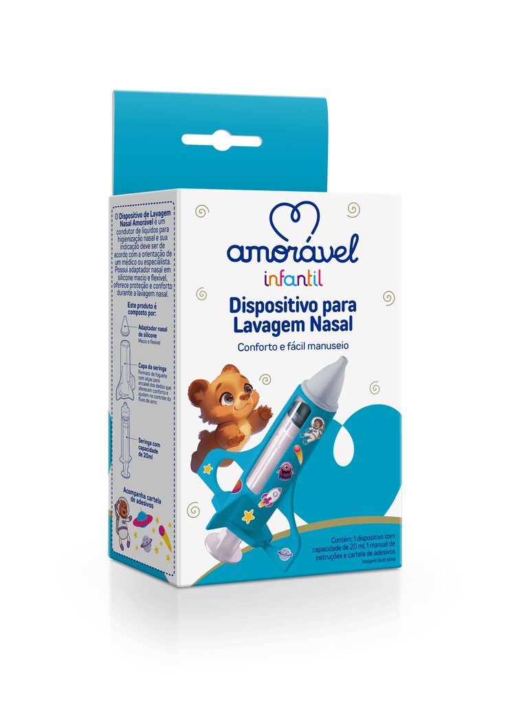 Dispositivo Para Lavagem Nasal Amoravel Bico Silicone Azul 20ml
