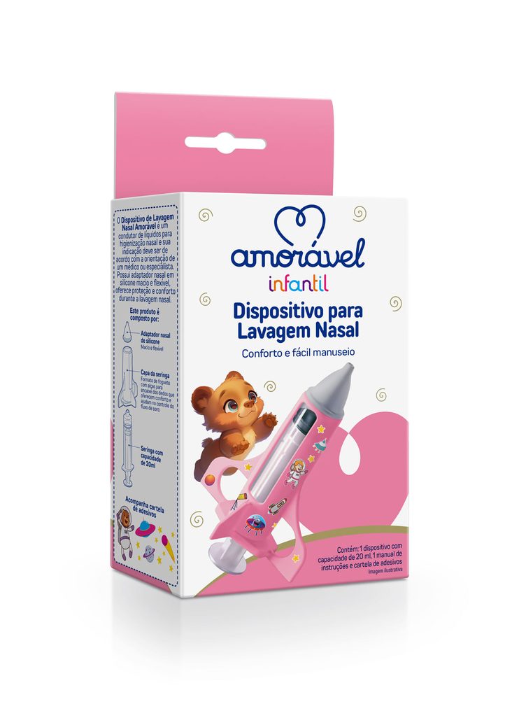 Dispositivo Para Lavagem Nasal Amoravel Bico De Silicone Rosa 20ml