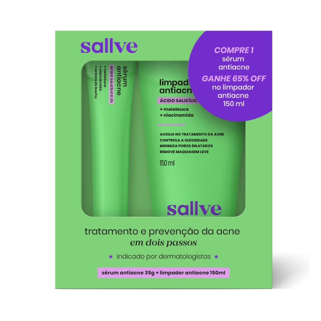 Kit Sallve Antiacne Com Ácido Salicílico Sérum 35g + Limpador 150ml