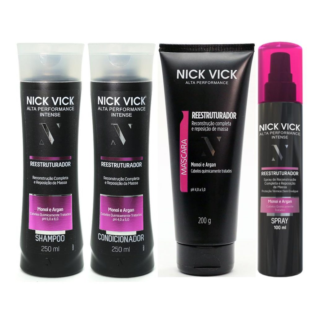 Nick Vick Reestruturador - Shampoo - Condicionador - Máscara - Spray