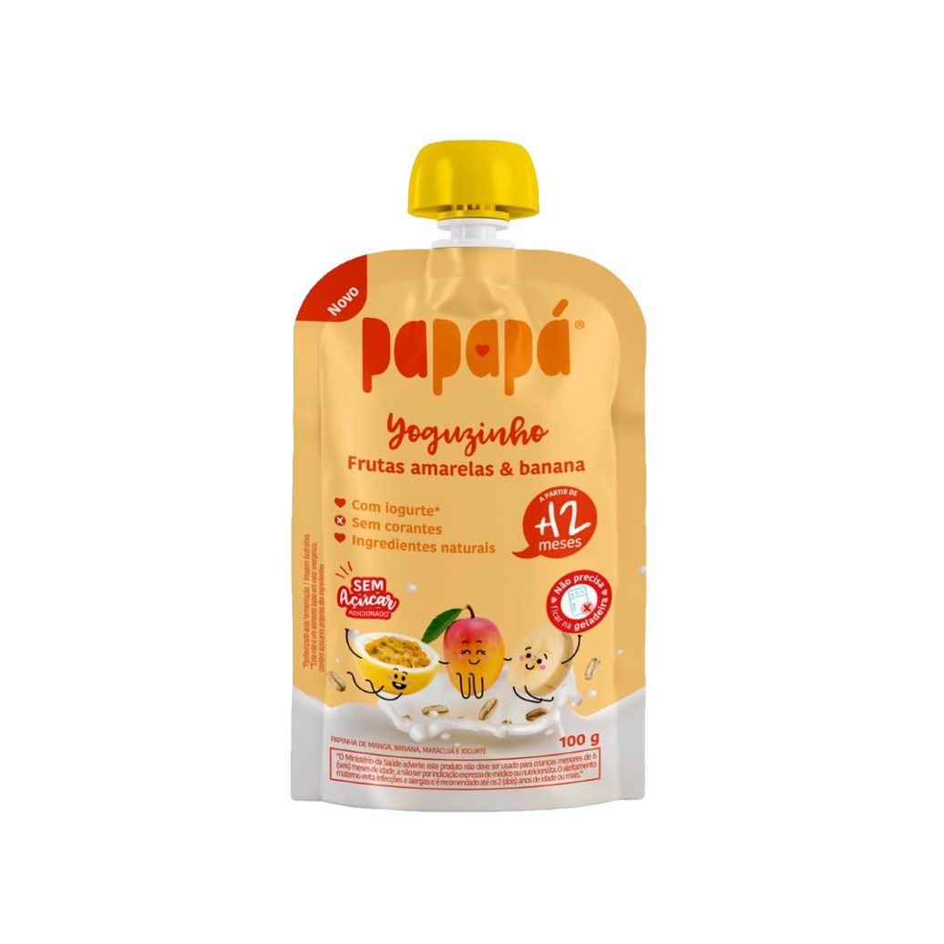 Papinha Papapá Yoguzinho Iogurte Frutas Amarelas Sem Adição De Açúcar 100g