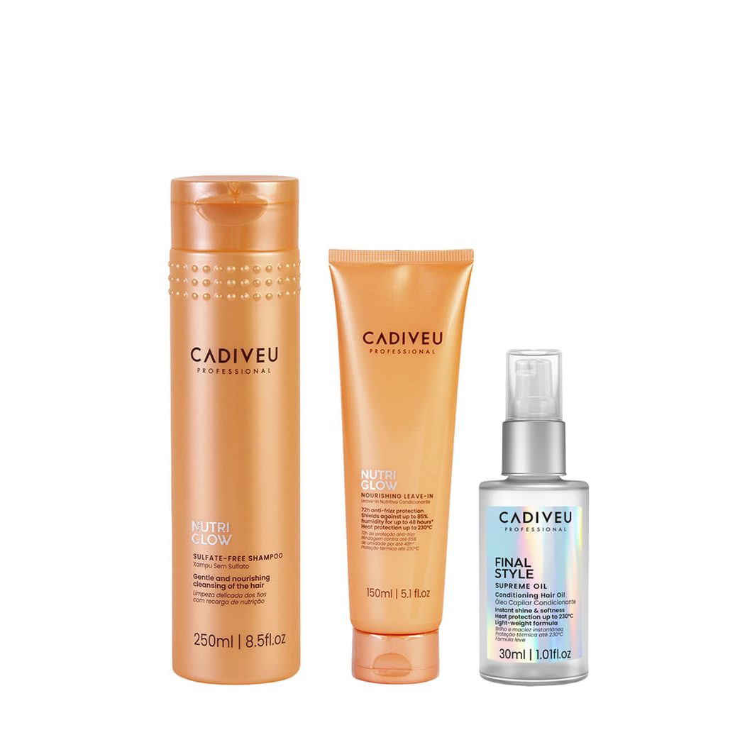 Kit Shampoo 250ml + Óleo 30ml + Leave-in 150ml - Cadiveu - Nutri Glow