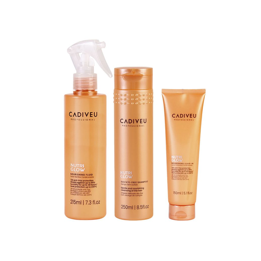 Kit Shampoo 250ml + Fluído 215ml + Leave-in 150ml - Cadiveu - Nutri Glow