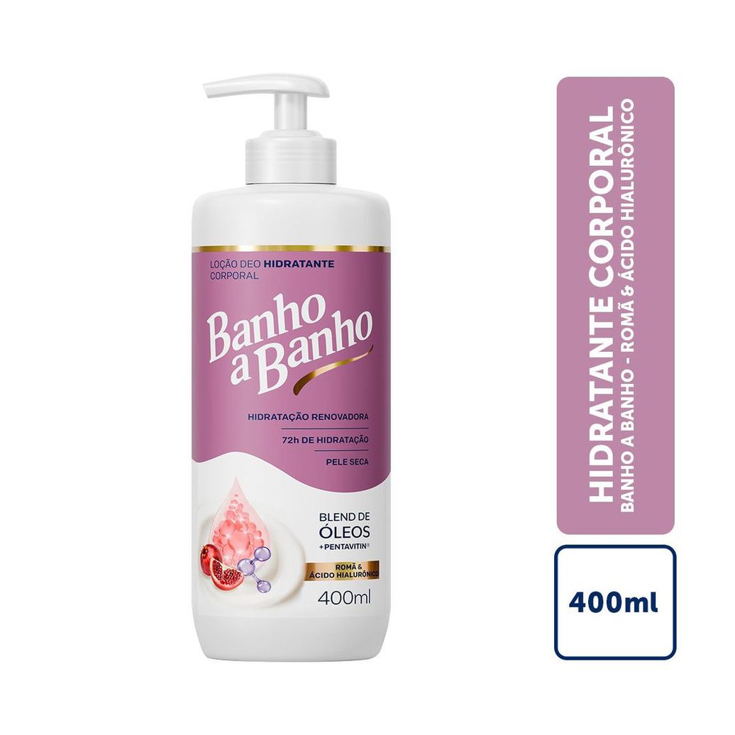 Deo-Hidratante Loção Banho A Banho Romã E Ácido Hialurônico Blend De Óleos E Pentavitin 72h 400ml
