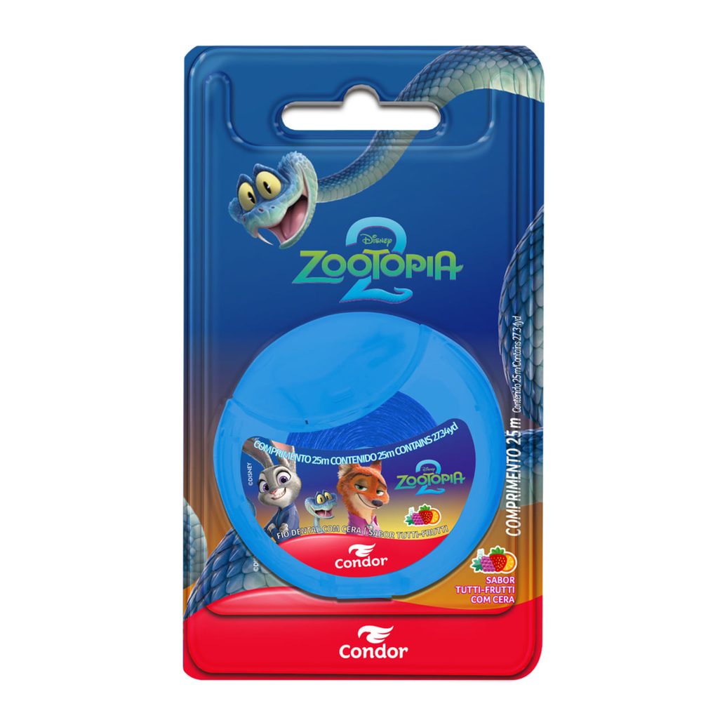 Fio Dental Com Cera Tutti-Frutti Zootopia 2 Condor 25m