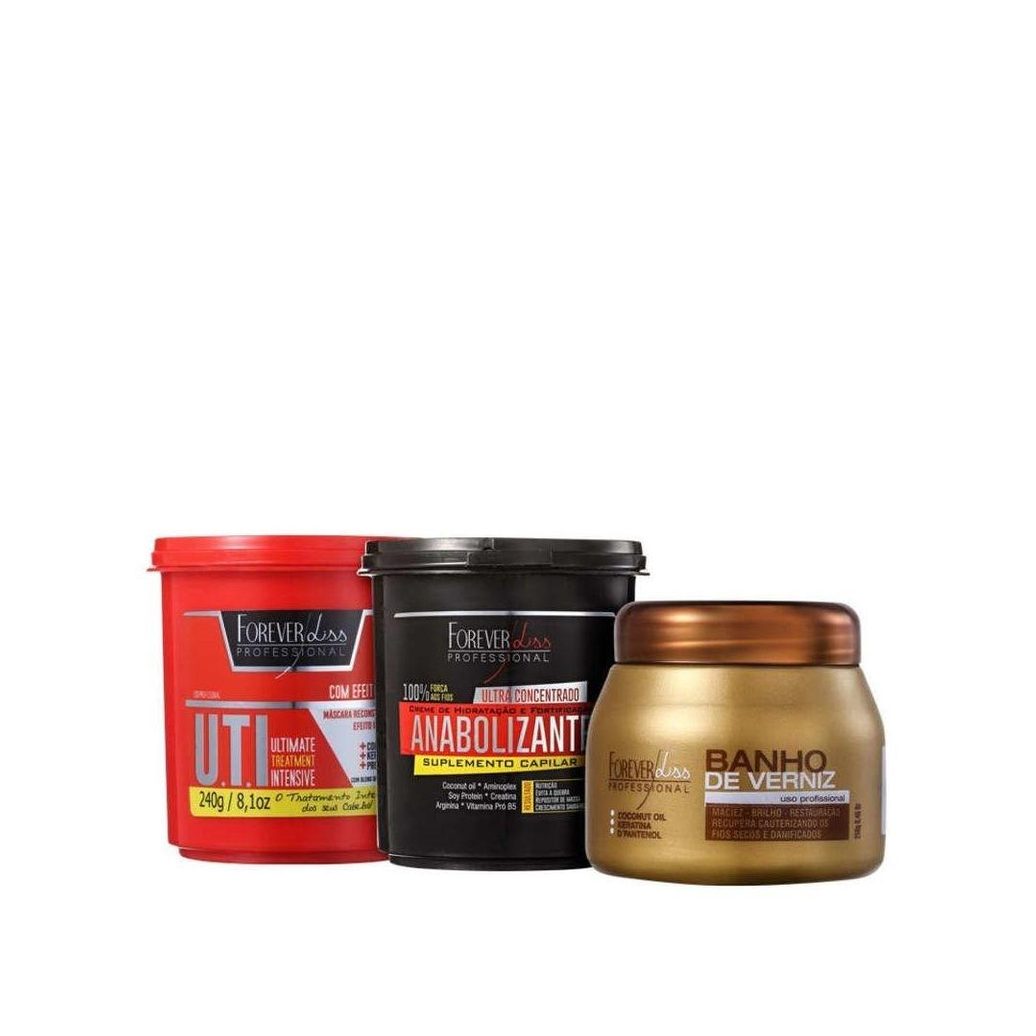 Forever Liss Professional - Máscaras Verniz 240g + UTI 240g + Anabolizante 240g