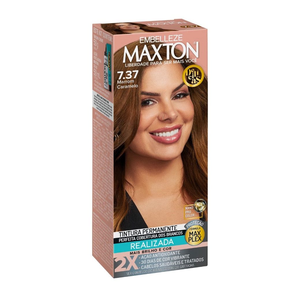 Tinta de Cabelo Maxton Delícias Marrom Caramelo 7.37