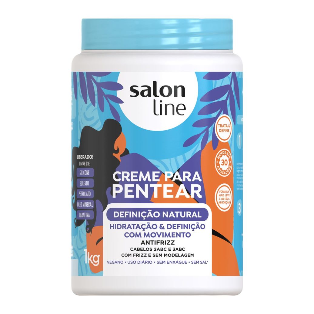 Creme Para Pentear Salon Line Condicionador Definição Natural Antifrizz 1kg