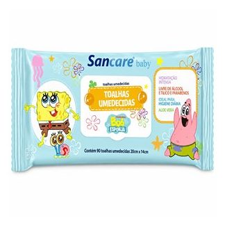 Toalhas Umedecidas Sancare Baby Bob Esponja 90 Unidades