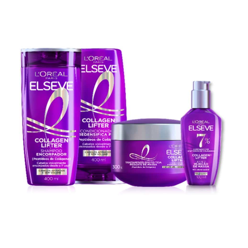 Kit Elseve Colágeno Shampoo 400ml + Condicionador 400ml + Sérum Capilar 100ml + Máscara Capilar 300g