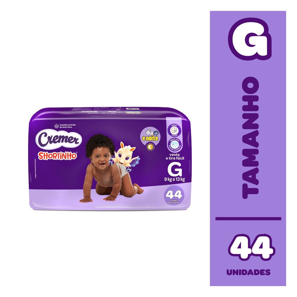 Fralda Cremer Shortinho Dia E Noite G 44 Unidades