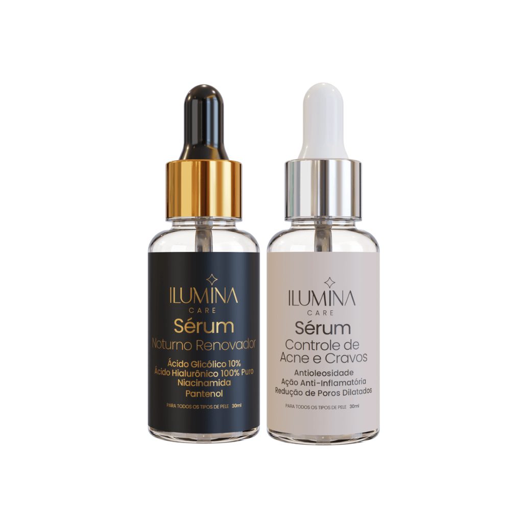 Kit Sérum Antiacne + Renovador Noturno Uso Diário