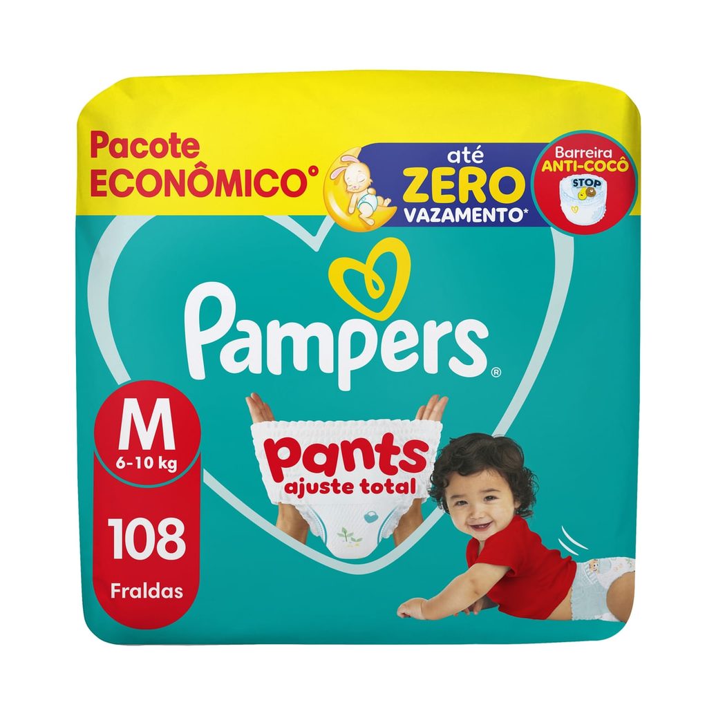 Fralda Pampers Pants Ajuste Total M 108 Unidades