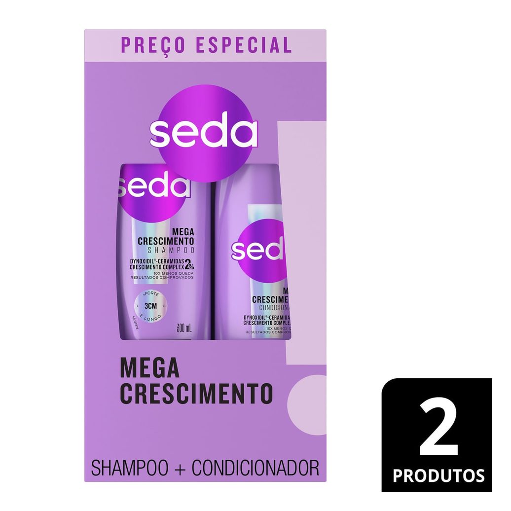 Kit Seda Mega Crescimento Shampoo 300ml + Condicionador 190ml