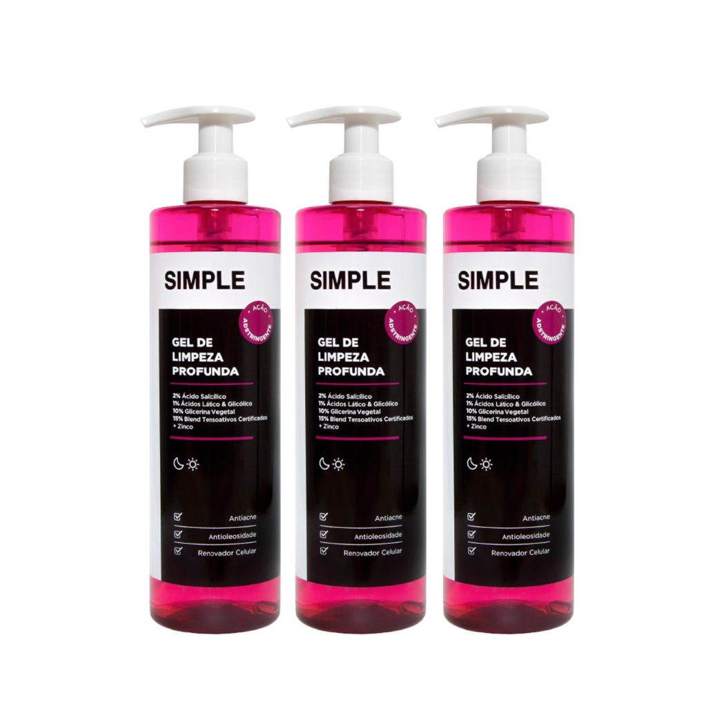 Kit Simple Organic Gel De Limpeza Facial Profunda 350g 3 Unidades