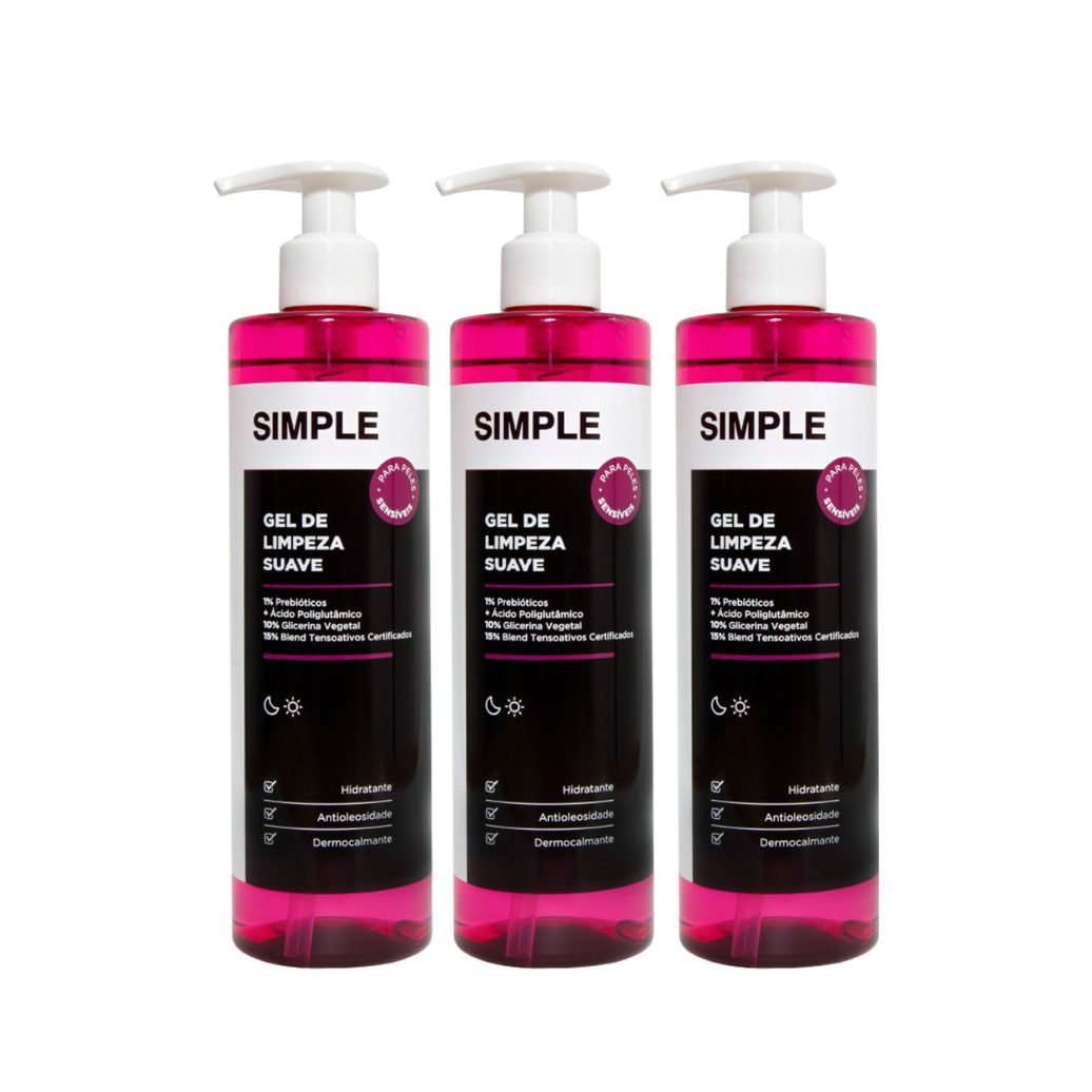 Kit Simple Organic Gel De Limpeza Facial Suave 350g 3 Unidades
