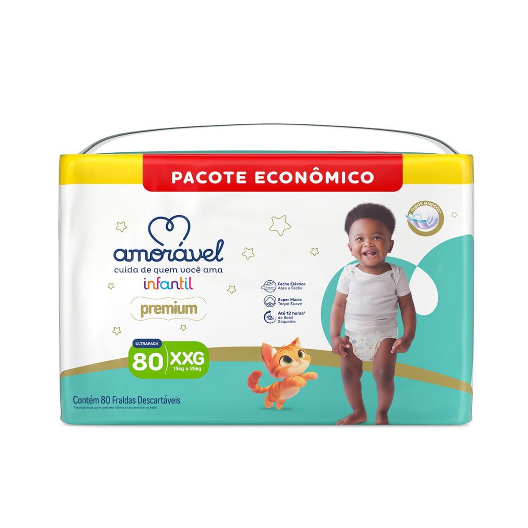 Fralda Amorável Premium Ultrapack Xxg 80 Unidades