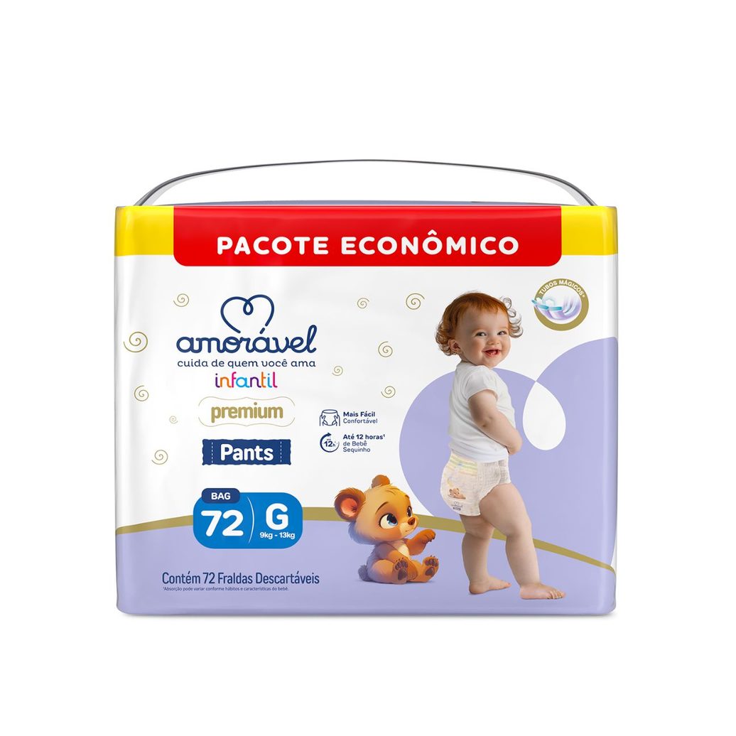 Fralda Amorável Pants Ultrabag G 72 Unidades