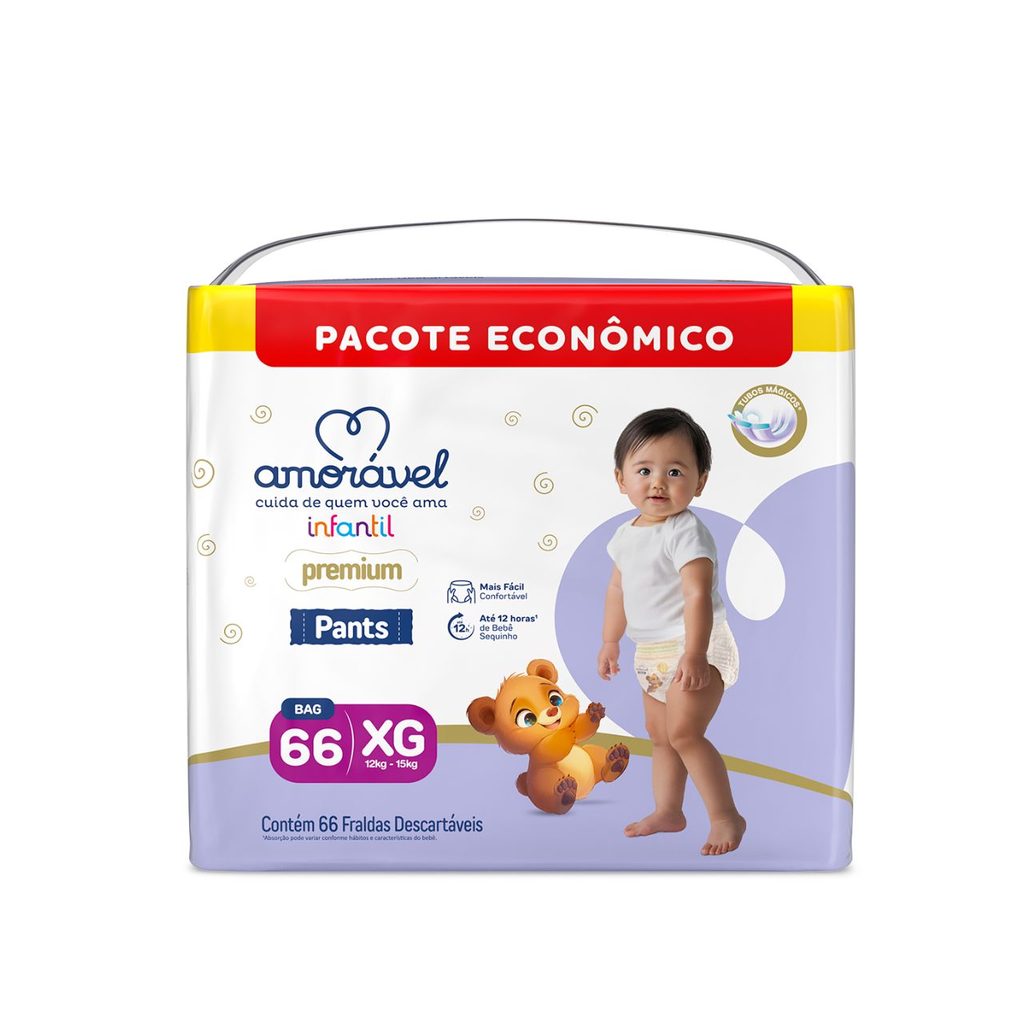 Fralda Amorável Pants Ultrabag Xg 66 Unidades