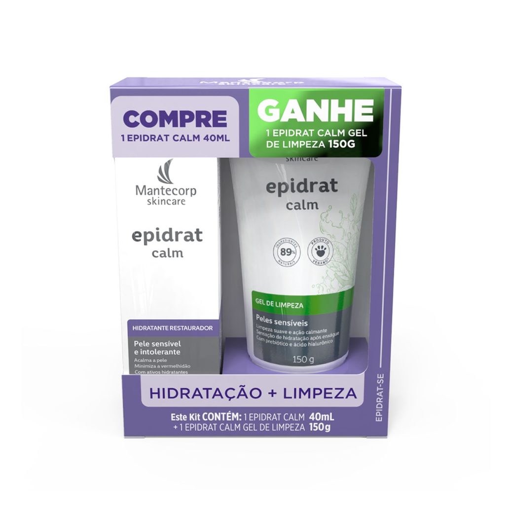Kit Mantecorp Skincare Hidratante Restaurador Epidrat Calm 40ml + Gel De Limpeza 150g