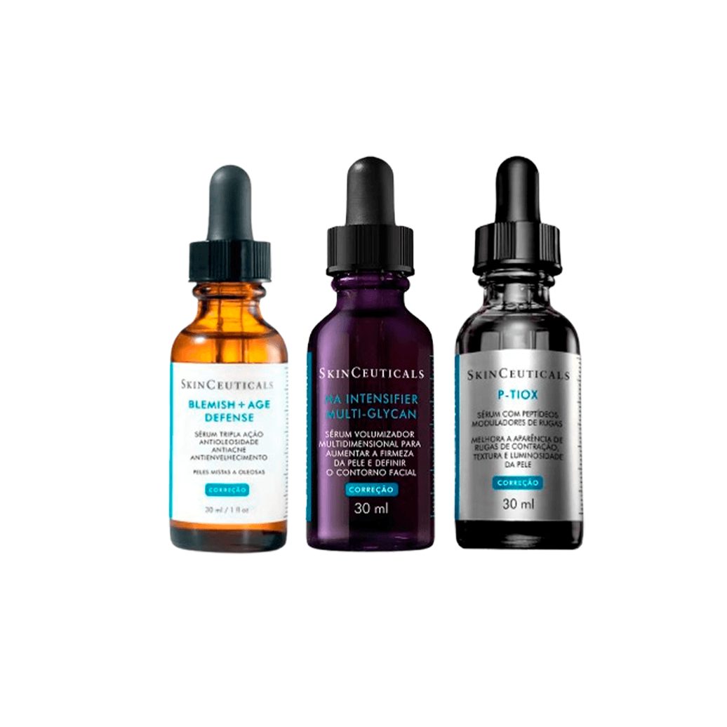 Kit Skinceuticals Sérum Facial Ha Intensifier Multi-Glycan 30ml + Sérum P-Tiox 30ml + Sérum Blemish + Age Defense 30ml
