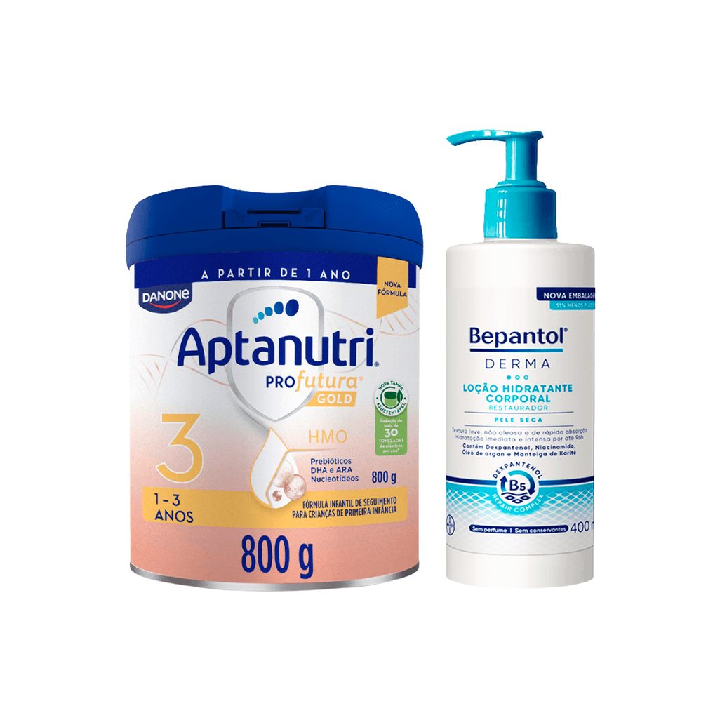 Kit Aptanutri & Bepantol Fórmula Infantil Profutura Gold 3 800g + Loção Corporal Derma Hidratante Restauradora 400ml