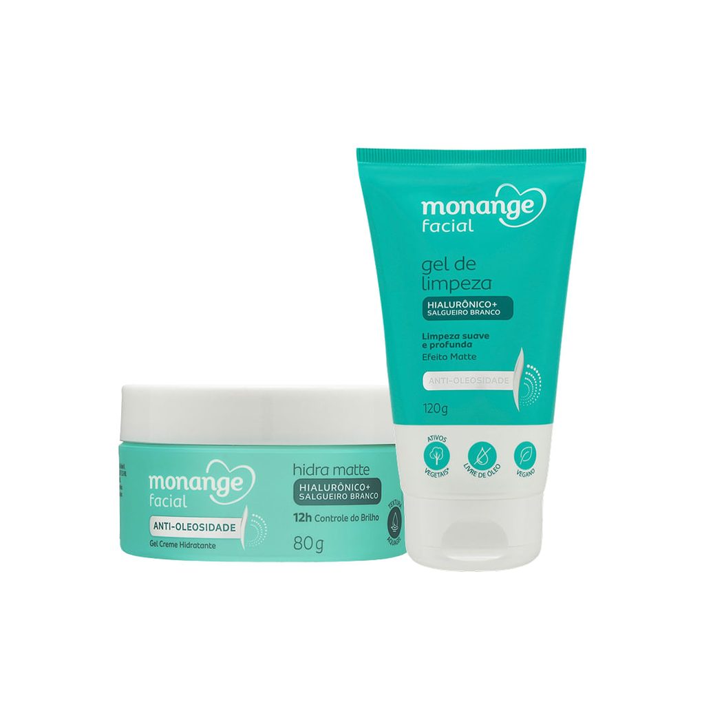 Kit Monange Gel de Limpeza Facial Antioleosidade 120g + Gel Creme Hidratante Facial 80g