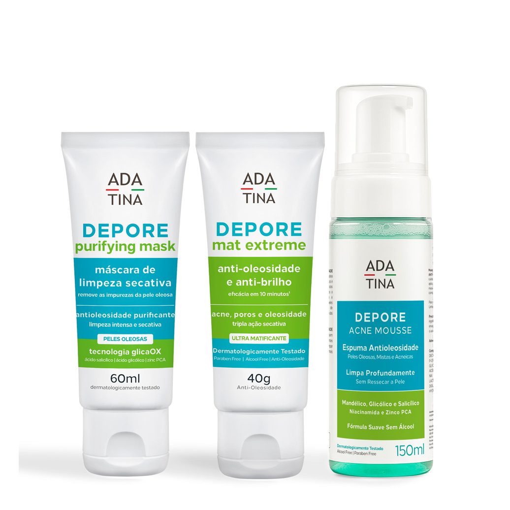 Kit Depore Pele Oleosa Acne Espuma Máscara Hidratante