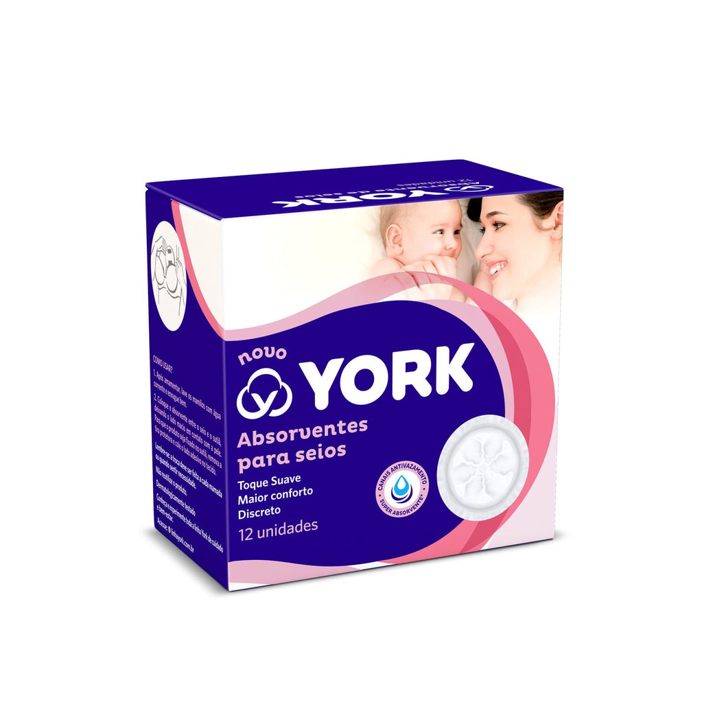 Absorvente para Seios York Descartável Anatômico Algodão 12 Unidades