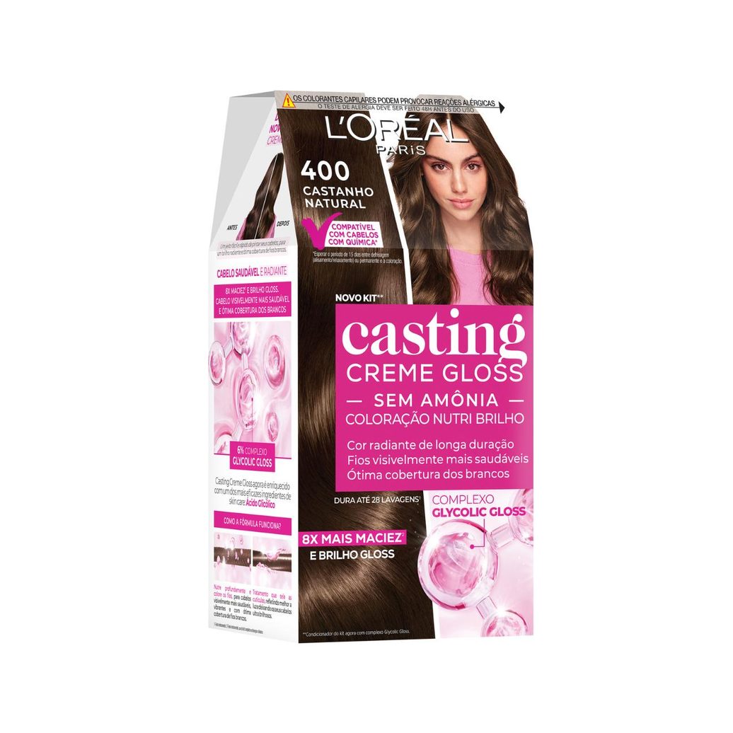 Tinta De Cabelo Casting Creme Gloss De L’oréal Paris 400 Castanho Natural 246g