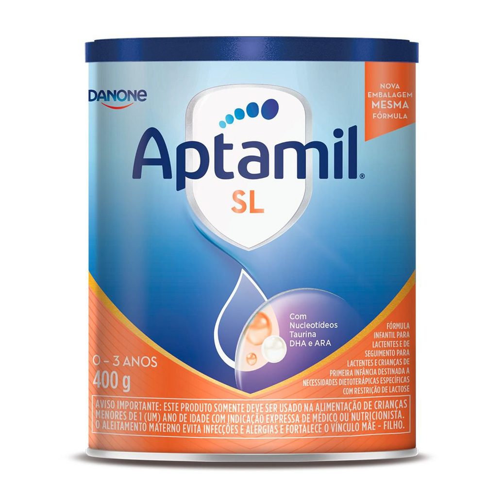 Fórmula Infantil Aptamil SL Sem Lactose de 0 a 3 anos 400g