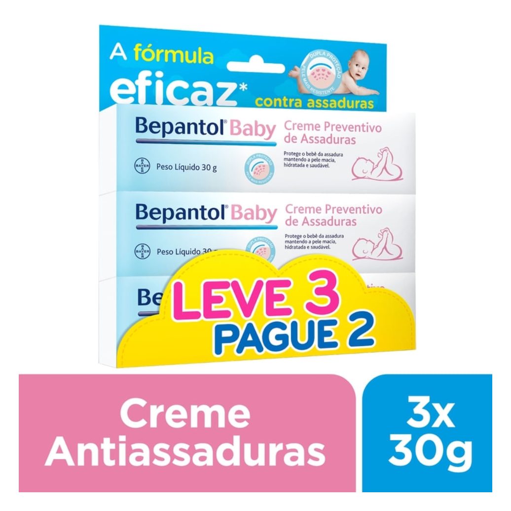 Kit Pomada para Assadura Bepantol Baby 30g 3 Unidades Leve 3 Pague 2