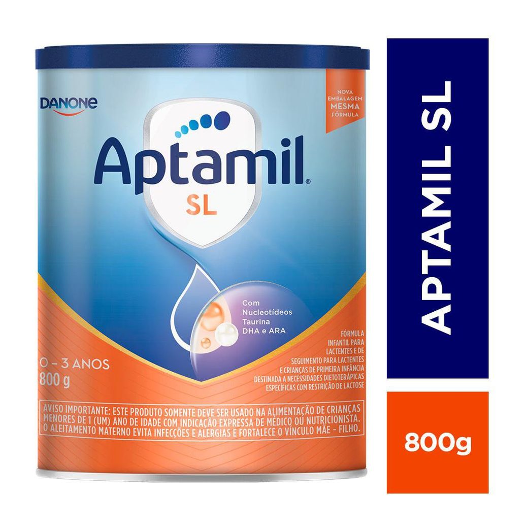 Fórmula Infantil Aptamil SL Sem Lactose de 0 a 3 anos 800g