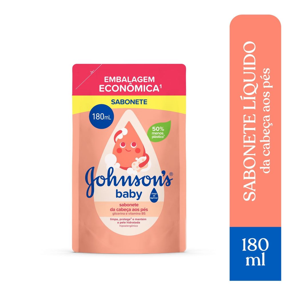 Sabonete Líquido Infantil Johnson's Baby Glicerina da Cabeça aos Pés Refil 180ml