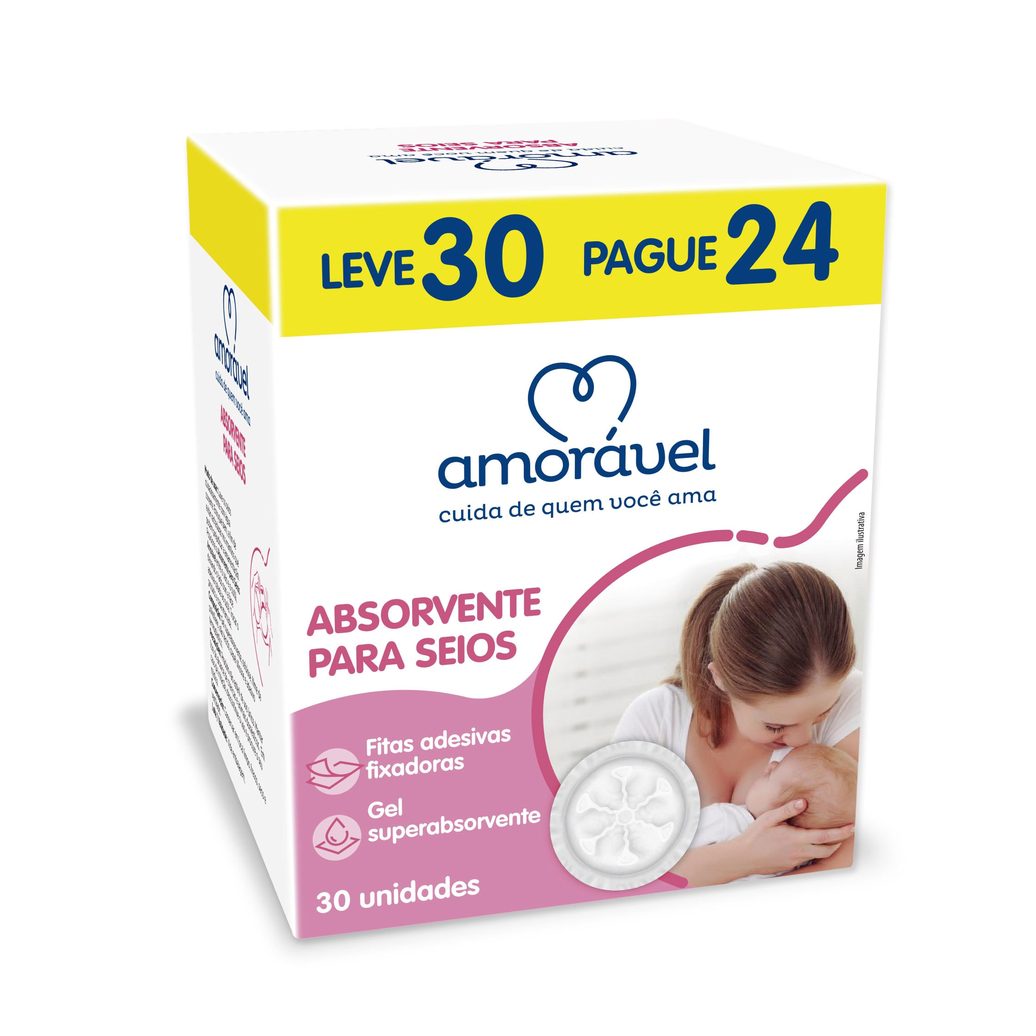 Absorvente Para Seios Amorável Leve 30 Pague 24 Unidades