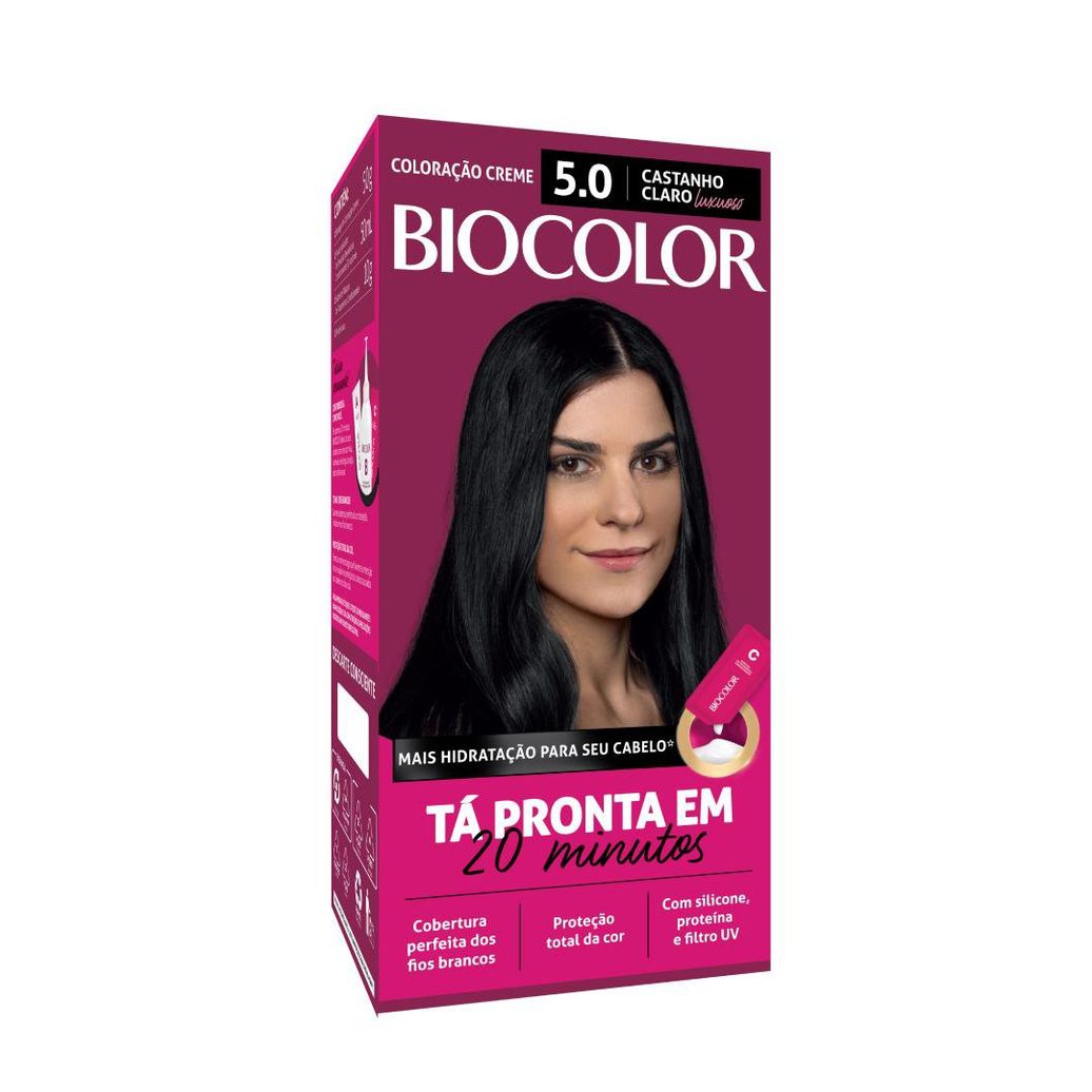 Tinta de Cabelo Biocolor Mini Kit Castanho Claro Luxuoso 5.0