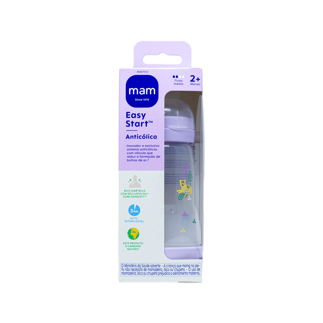 Mamadeira MAM Easy Start Anticólica +2 meses Rosa 260ml 1 Unidade