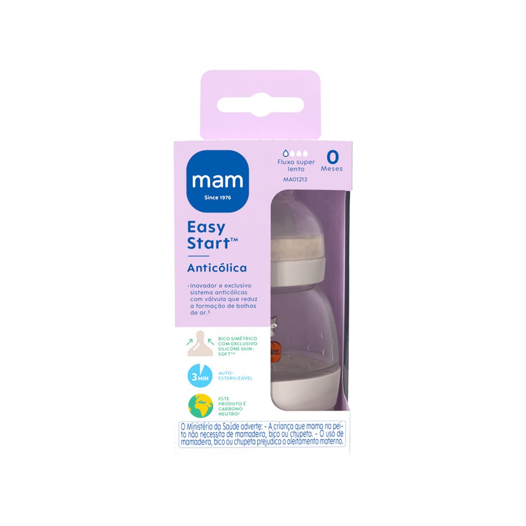 Mamadeira MAM Easy Start Anticólica Recém-Nascido Transparente 130ml 1 Unidade