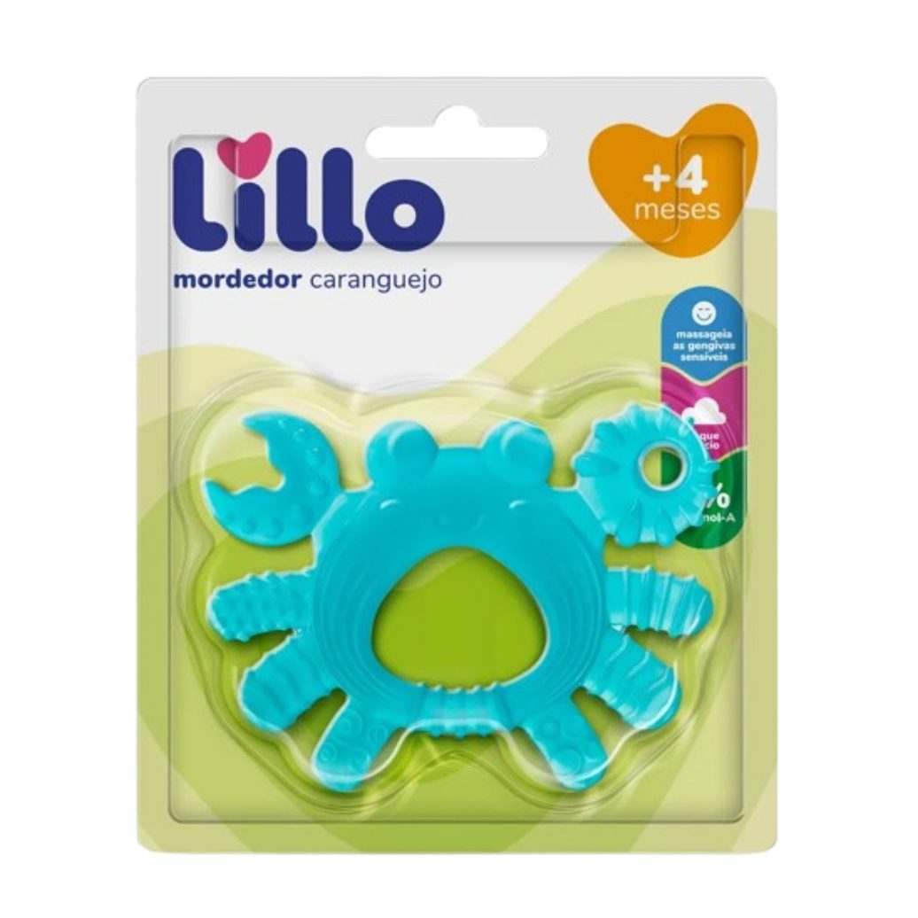 Mordedor Lillo Caranguejo +4meses Massageador de Gengivas Azul 1 Unidades