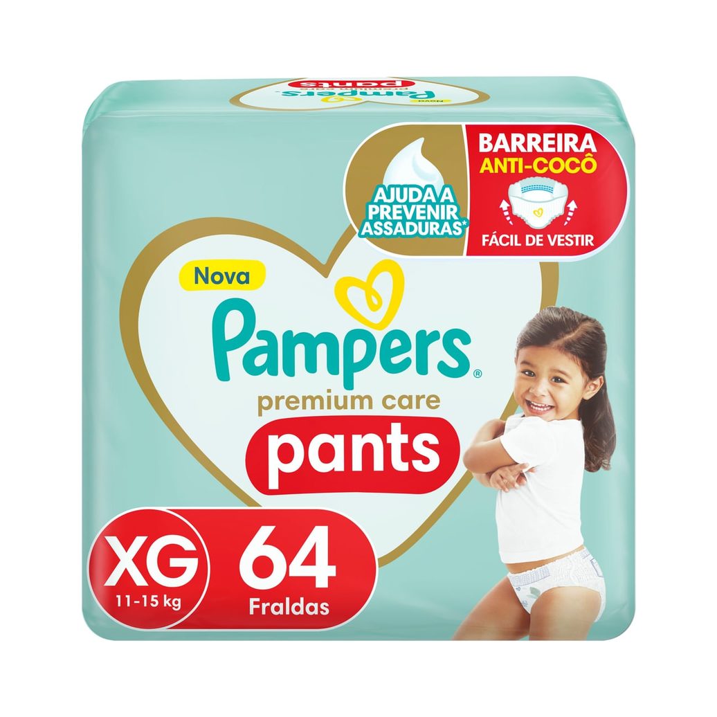 Fralda Pampers Pants Premium Care XG 64 Unidades